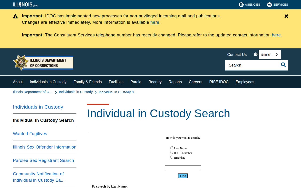 Richland County released inmates IDOC search gateway