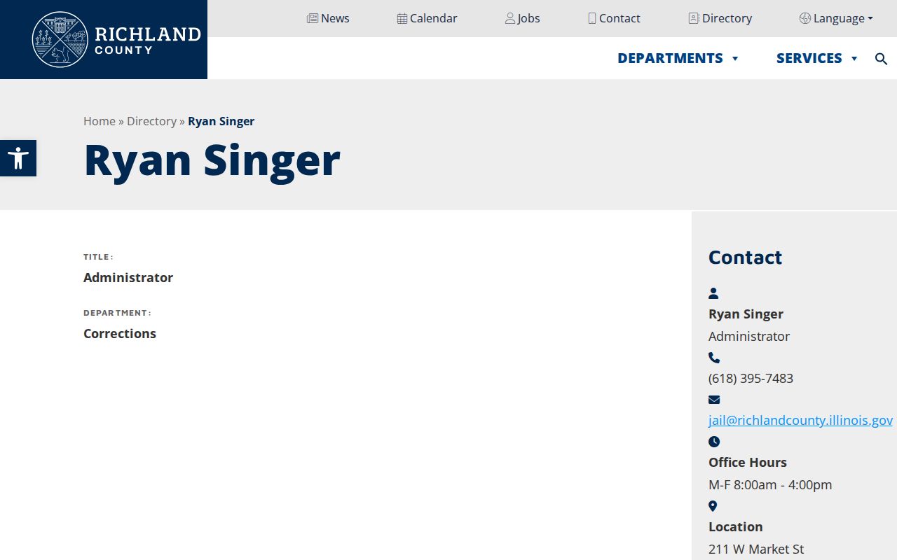 Richland County corrections administrator directory