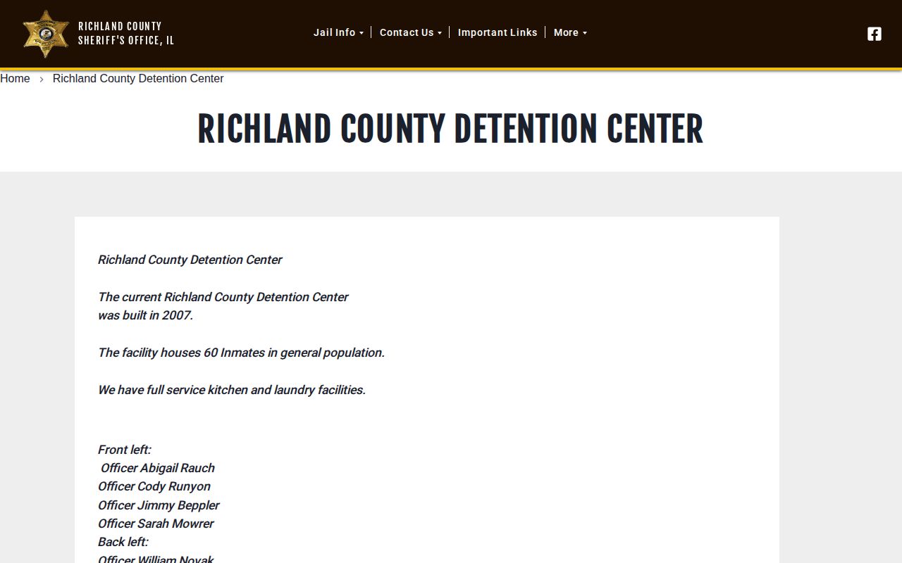 Official Richland County Detention Center web page